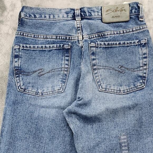 NEW Vintage 90s Silver Jeans Womens 26/32 Blue High Rise Straight Leg Button Fly - Picture 5 of 16